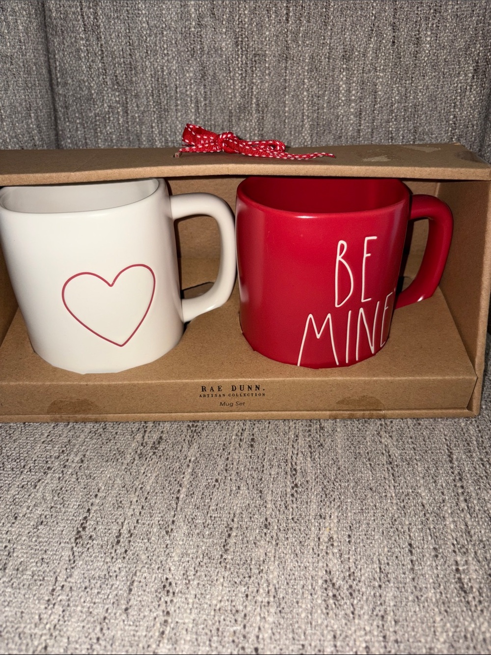 Rae Dunn 'Be Mine' Red & White Heart Mug Set - Picture 1 of 4
